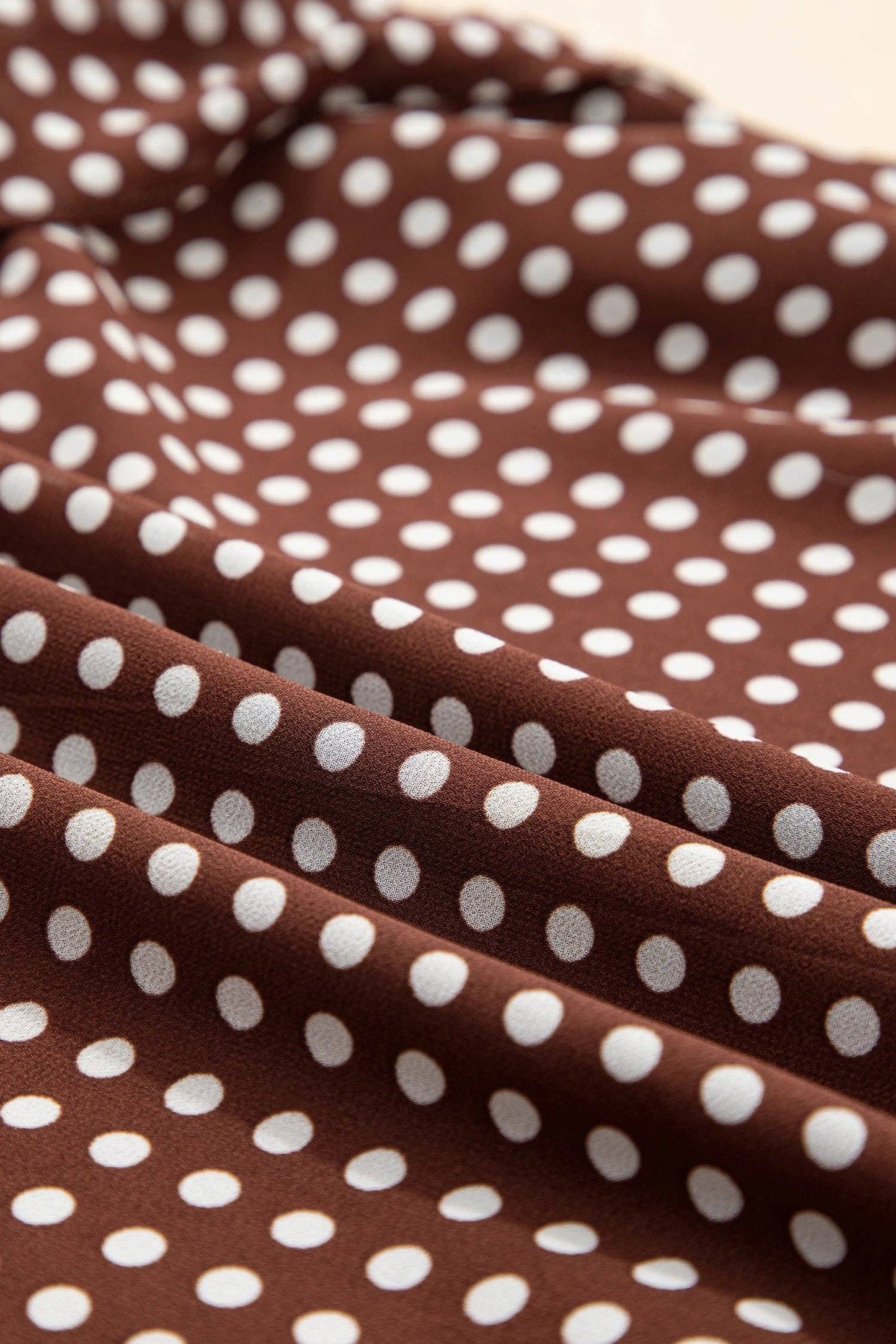 Polka Dot Backless Ruffle Tiered Maxi Dress: Coffee / L