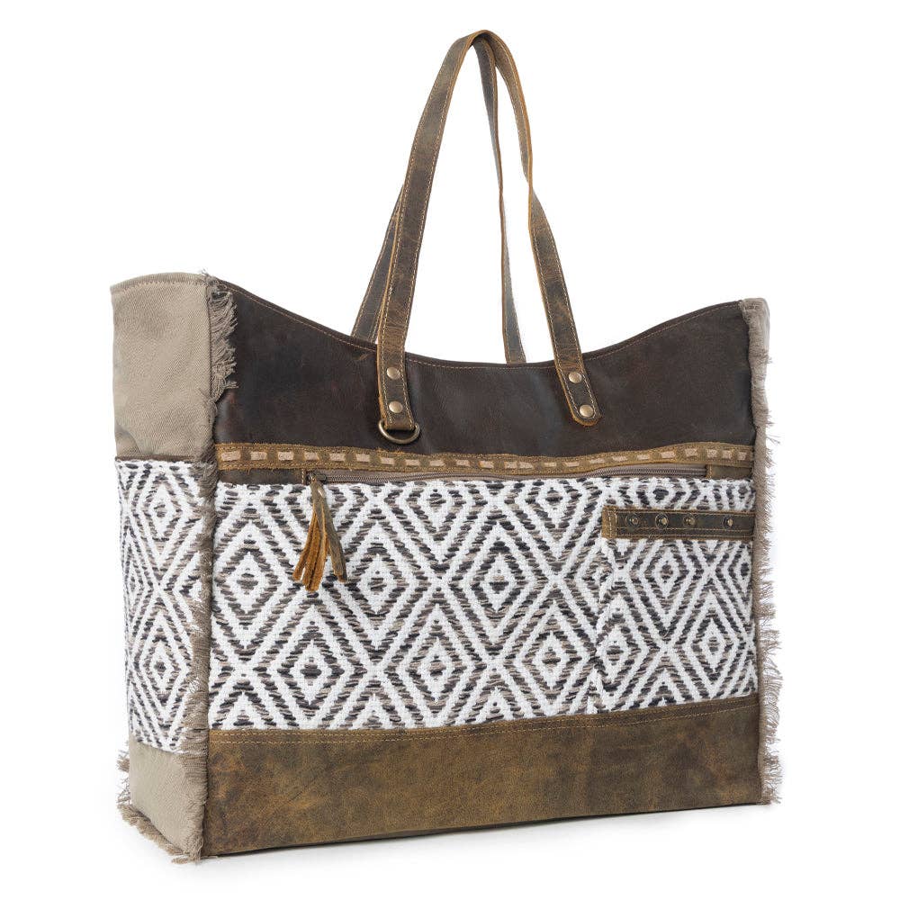 Sand Weaver Weekender Bag: Rich Chocolate & Olive Sandstone