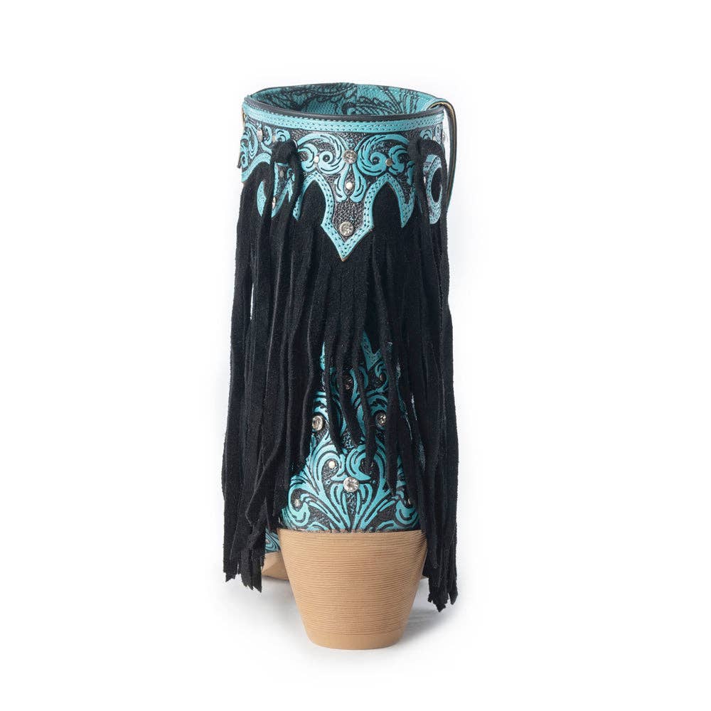 Nashville Nights Boots for Women in Twilight, Handtooled Genuine Leather with Swarovski Stones: Twilight / 11