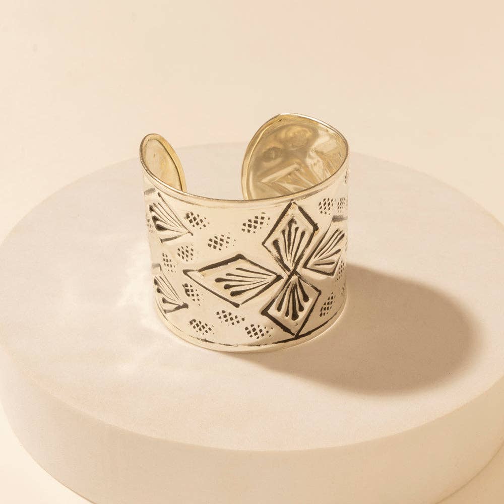 Nomad Glyph Cuff in Mesa Silver: Mesa Silver