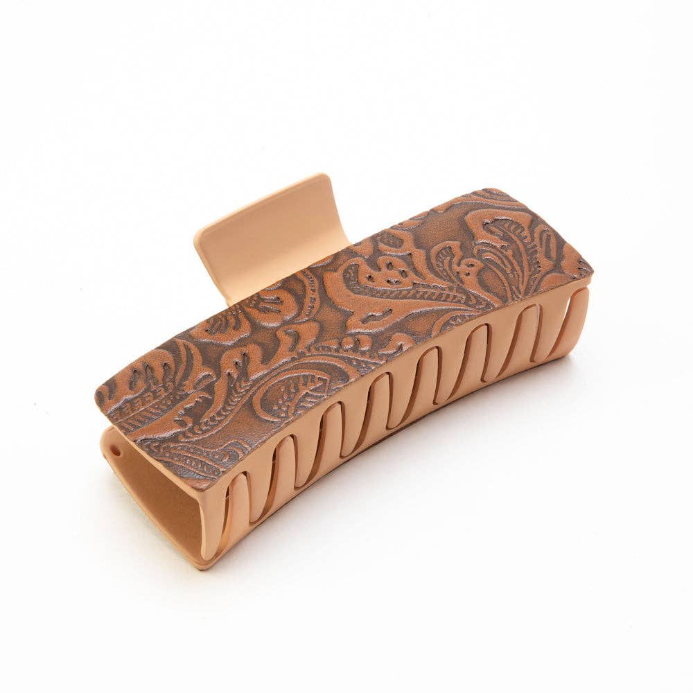 High Vista Hair Comb Clip In Light Brown: Brown-Embossed
