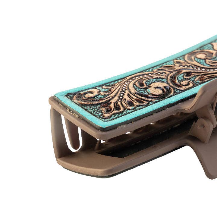 High Vista Hair Comb Clip In Turquoise: Black-White