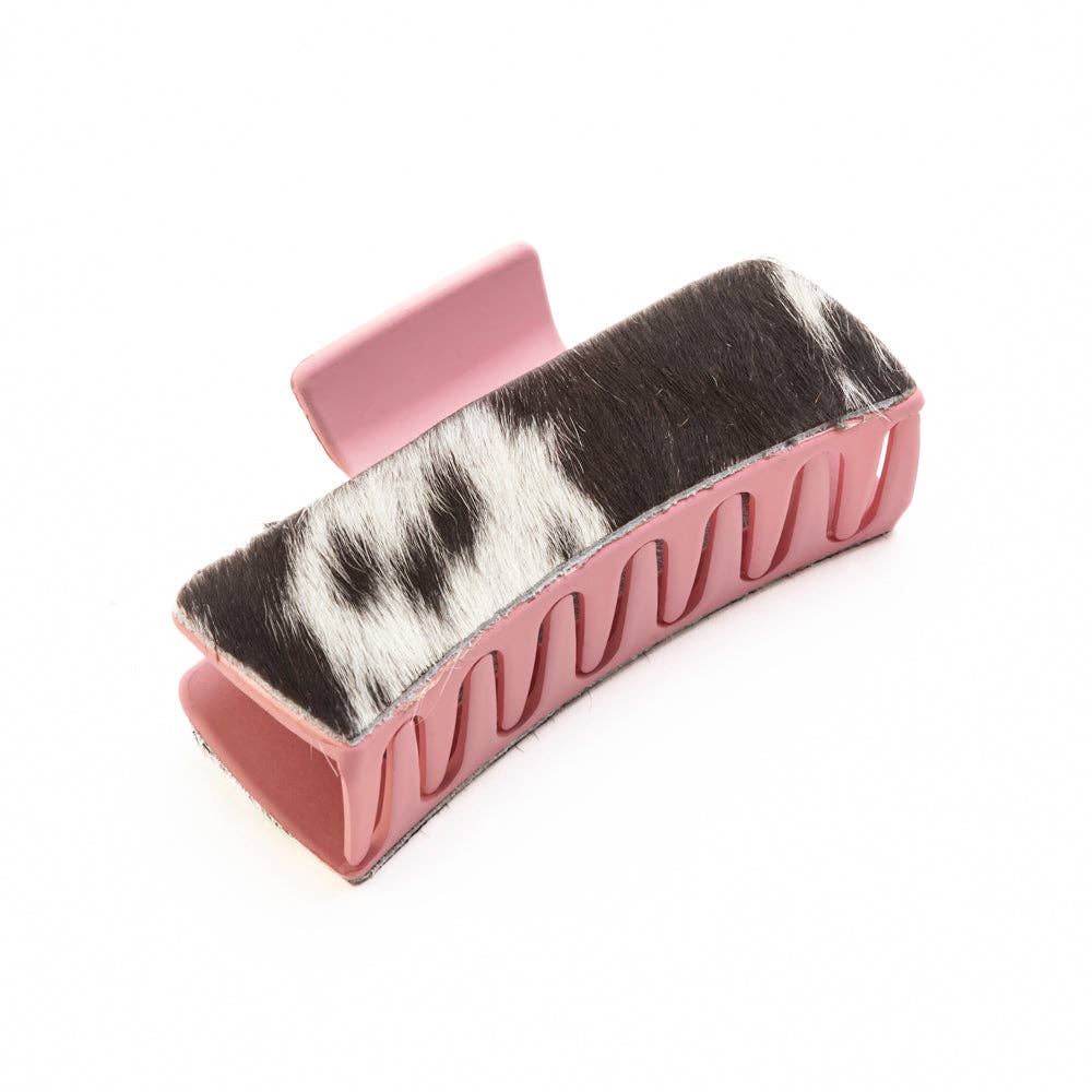High Vista Hair Comb Clip In Pink and Brown: Brown-Embossed