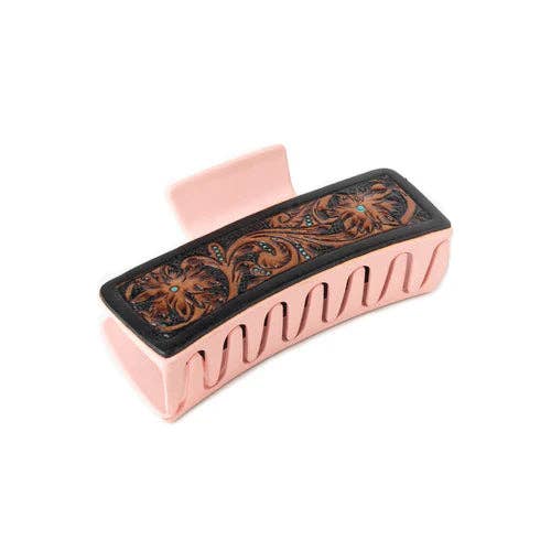 High Vista Hair Comb Clip In Pink: Hand-Tooled